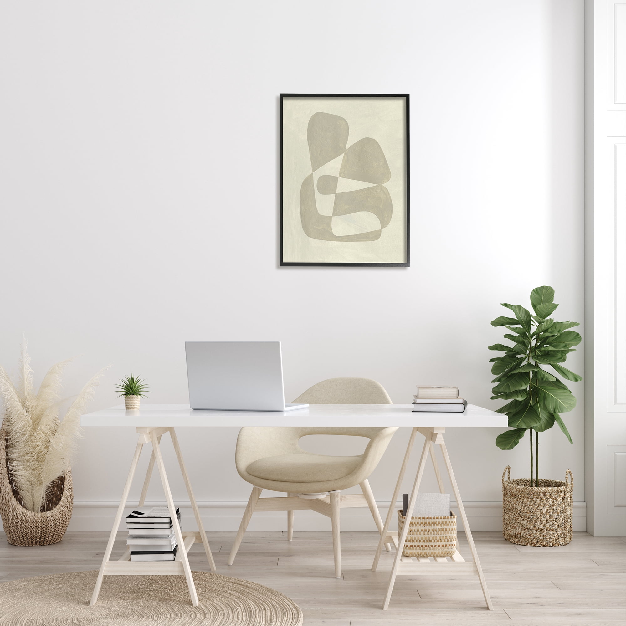 Stupell Indtries Minimal Shape Abstraction Contrasting Line Tones Beige Tan,24 x 30,Design by Emma Caroline&nbsp;