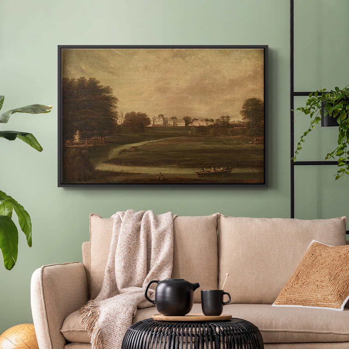 Vintage Landscape-CCCXX By Wexford Home Framed in Black Wood Gallery Wrapped Canvas 27 in. x 41 in.