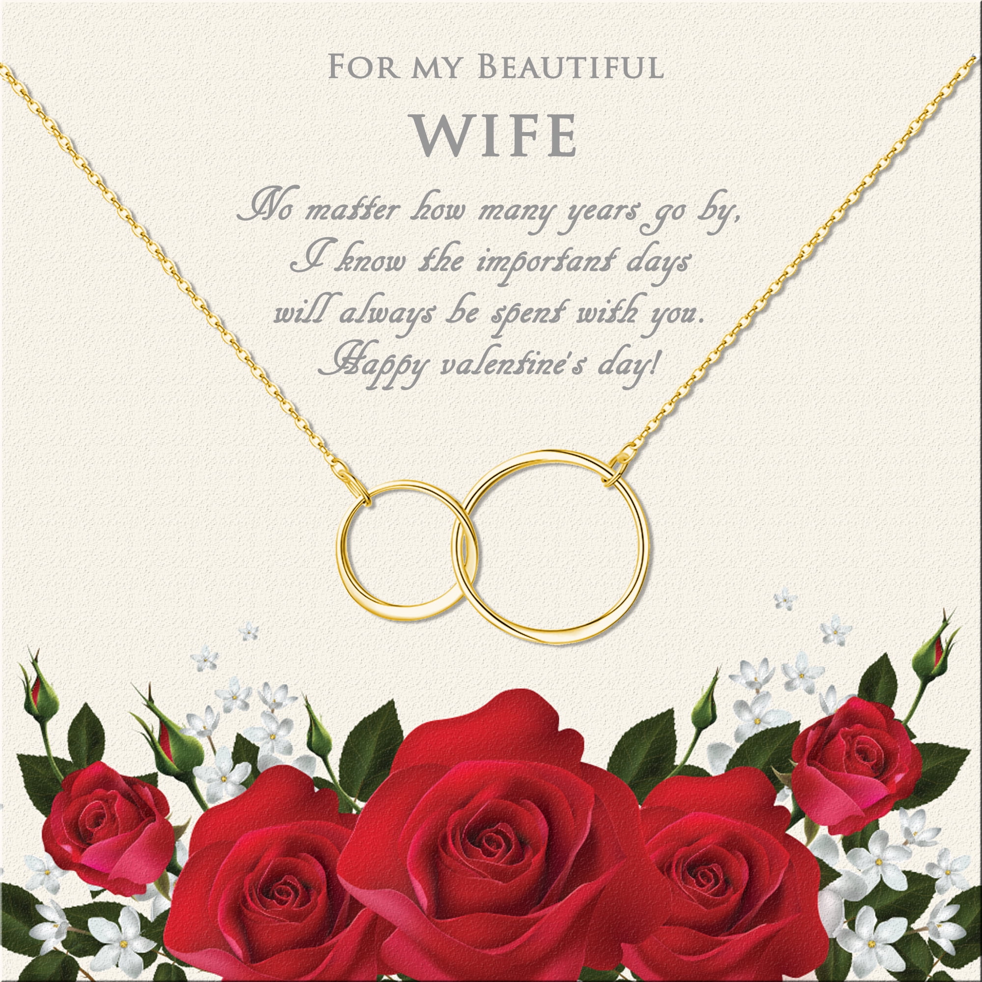 Anavia Mother's Day Gift for Wife, Wife Birthday Gift, Double Circle Necklace, Wife Necklace Gift, Anniversary Gift, Gift for Mom, Gifts for Wife- [Gold]