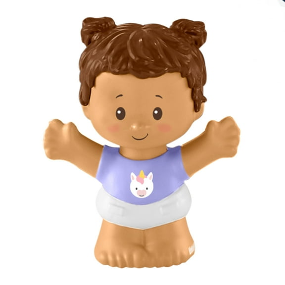Replacement Part for Fisher-Price Little People Baby's Day Storybook Set - GVH64 ~ Replacement Twin Girl Figure ~ Purple Shirt with Unicorn ~ Brown Hair with Pigtails