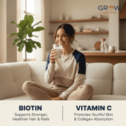 Grow Vitamin Collagen Powder with Biotin & Vitamin C for Hair, Skin, Nails & Joints | Grass-Fed, Unflavored, 41 Servings