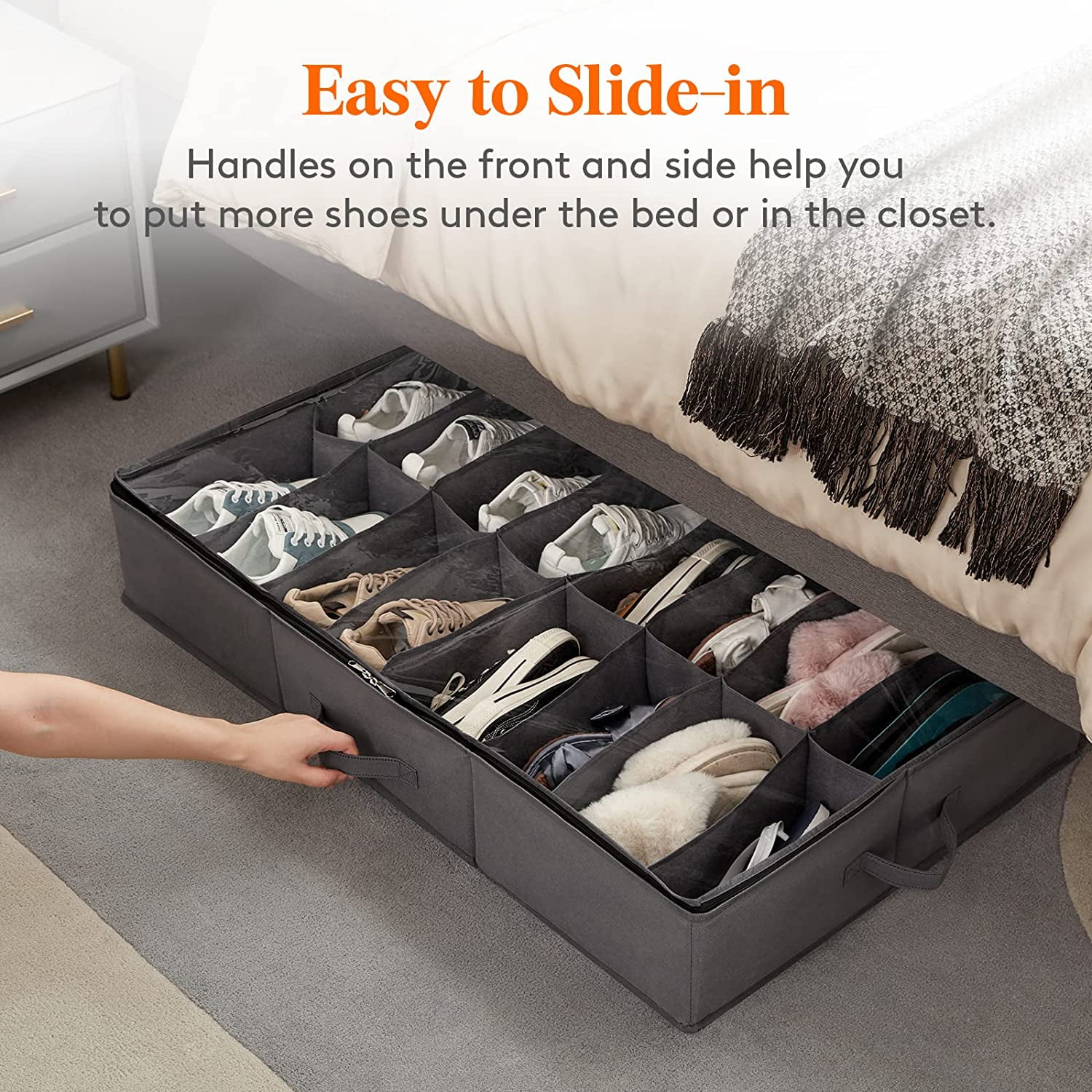 Lifewit Under Bed Shoe Storage Organizer Set of 2 Each Fit 16 Pairs of Shoes