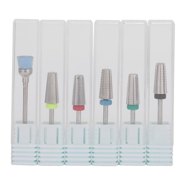 Brocas multifuncionales para uñas de acero de tungsteno 5 en 1, cabezal de pulido para manicura, color plateado