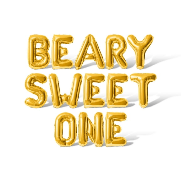 Letter Balloons - BEARY SWEET ONE 16" Inch Alphabet Letters Foil Mylar Balloon Birthday Party Banner (Gold)