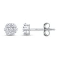 thumbnail image 2 of 3/4 ct 14K White Gold, Lab Grown Created Diamond Flower Cluster Stud Earrings Round Shape Push Back Prong Setting, (0.75 cttw, Color-G-H, Clarity-SI1), 2 of 4