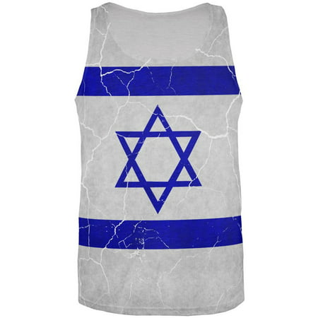 Distressed Israeli Flag All Over Mens Tank Top