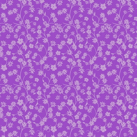 Cotton Ditsy Floral Fabric, Purple