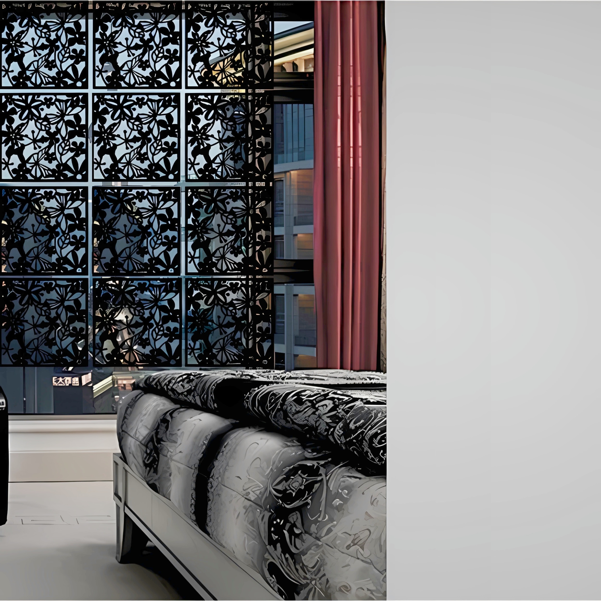 Qunbio 24 PCS Hanging Room Divider, PVC Screen Panels Decorative Screen Divider for Bedroom Living Room Home Office