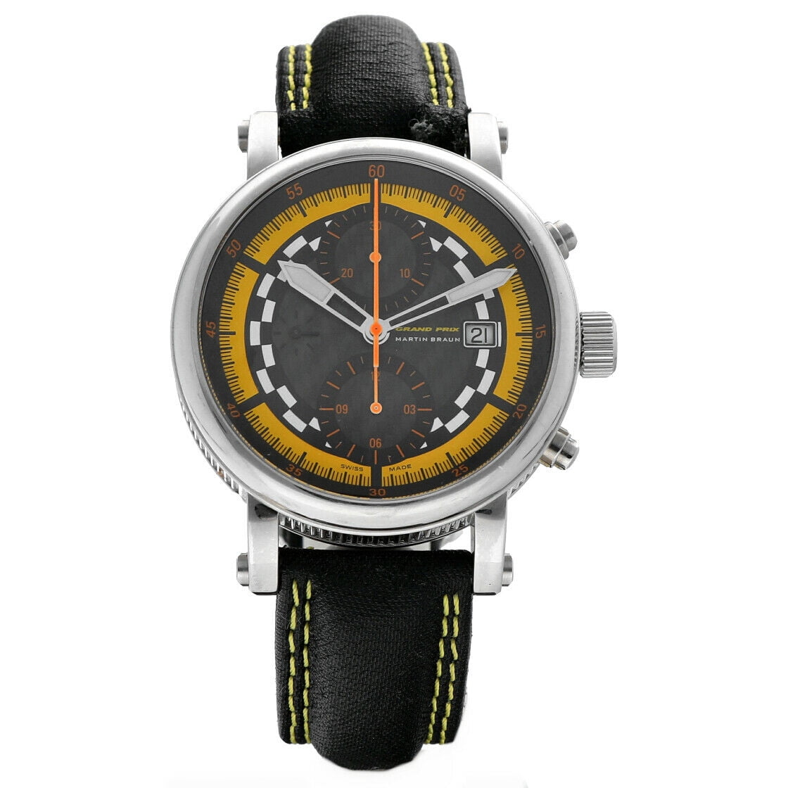 Martin Braun Grand Prix II Chronograph Yellow 42mm Steel Automatic Wrist Watch