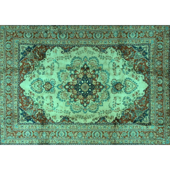Ahgly Company Indoor Rectangle Persian Turquoise Blue Traditional Area Rugs, 5' x 7'