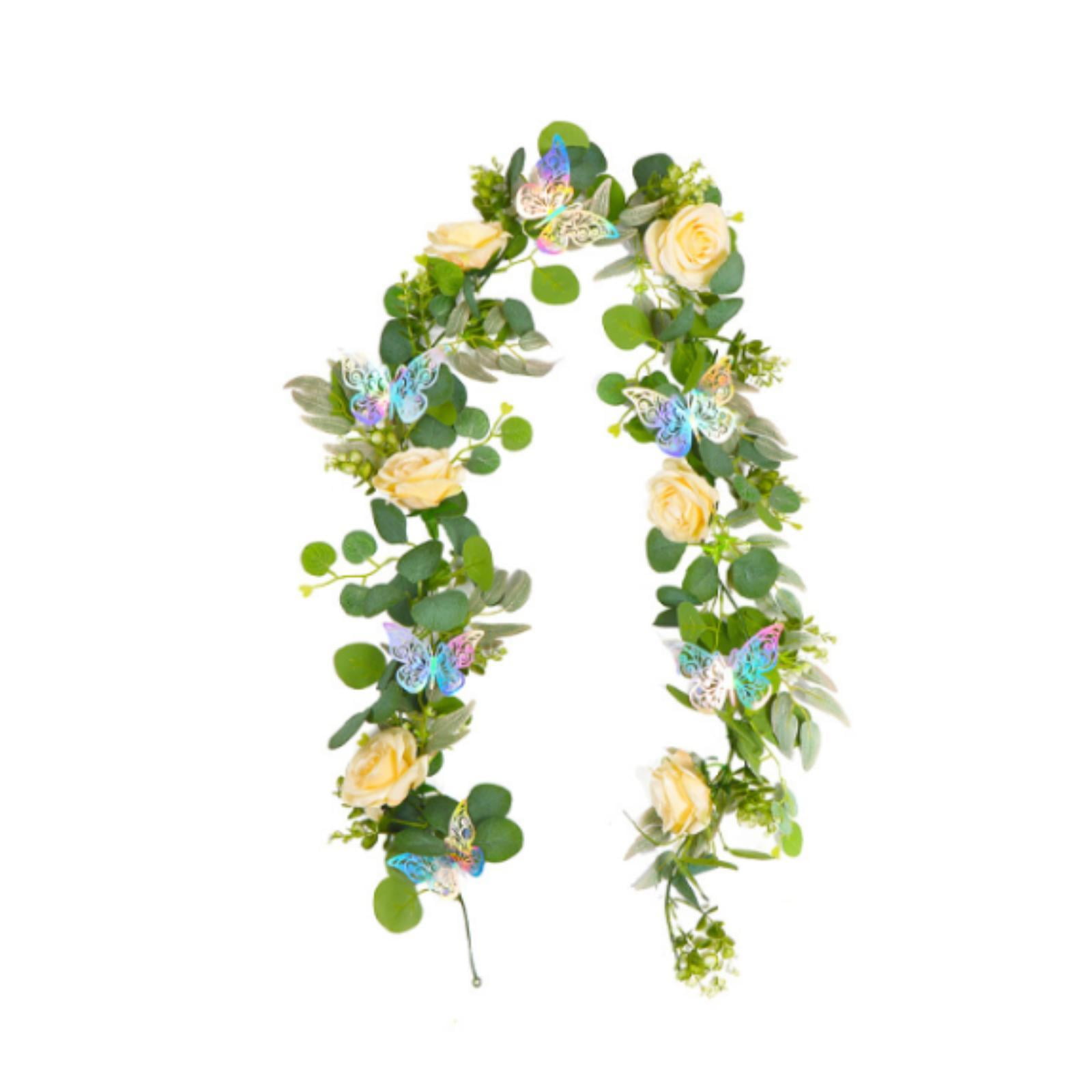 TISHITA Artificial Eucalyptus Garland with Flowers Greenery Flower Decor Floral Artificial Vines for Wedding Party Table Centerpieces yellow flower