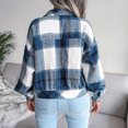 thumbnail image 4 of Chaqueta Corta Abrigo Puff Manga Larga Solapa A Cuadros Abrigo De Moda De Un Solo Pecho Para Mujer Royalblue L, 4 of 6