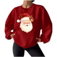 thumbnail image 5 of Hooded Sweatshirt for Women Fashion Loose Casual Christmas Printed Round Neck Long Sleeve Hoodless Sweatshirt, 5 of 7