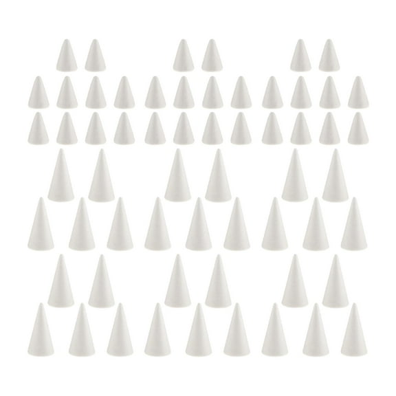 yotijay 75x White Foam 70mm Cone Shaped Modelling for Decoration Children