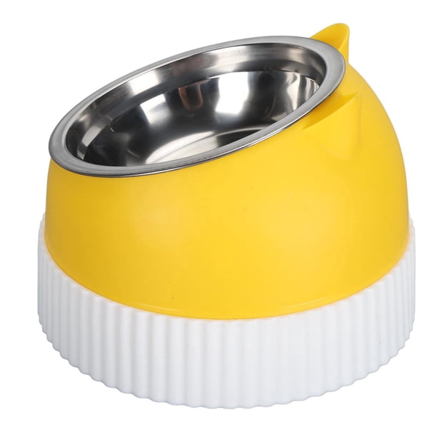 Cuenco elevado para gatos con inclinación de 15, comedero lento de pláshico antideslizante, cuencos dobles para gatos y caquorros