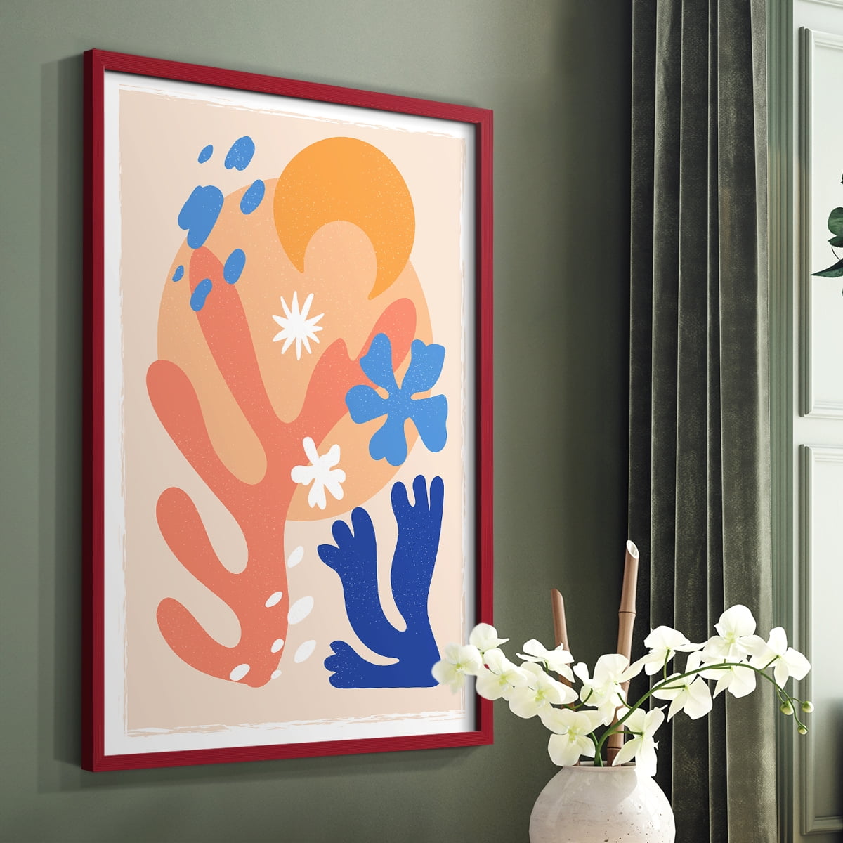 Matisse CDLXXI in Red Solid Wood Framed Print No Nail Hanging