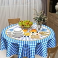 thumbnail image 6 of Oktoberfest Tablecloth Blue White Check Octoberfest Round Tablecloth 60 Inch German Bavarian Table Cloth for Farmhouse Kitchen Decor Polyester Fabric Blue Table Cover for Party Outdoor Camping, 6 of 6
