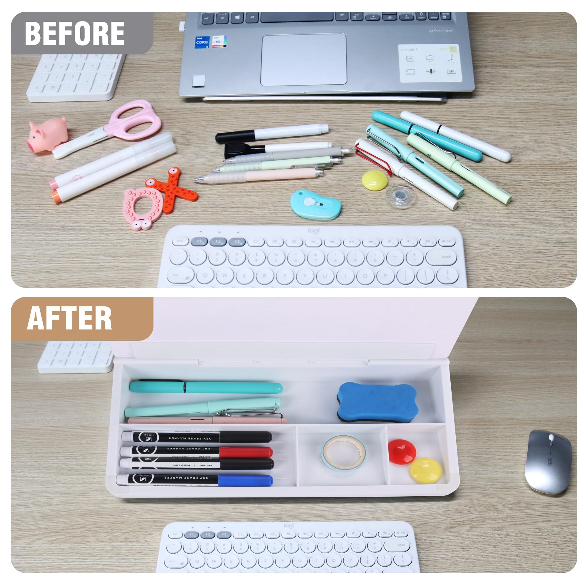Desktop Glass Whiteboard With Storage  Small Dry Erase White Board Computer Pad Stand For Home School Office Desk Accessories -