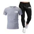 thumbnail image 4 of Summer 2024 Men Tops 100% Fashion Cotton Short Sleeve Long Sweatpants Streetwear 2 Piece Sets Men Clothing, 4 of 7