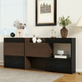 thumbnail image 6 of FFZ Set of 2, 32.5''-58.8''W Multifuctional Storage Cabinet, Buffet Sideboard with Drawer, Corner Cabinet for 44''H Window decor, Livingroom, Hallway, Entryway, Kitchen & Office - Black&Walnut, 6 of 6