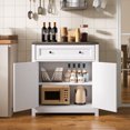 thumbnail image 5 of 30"W Farmhouse Storage Cabinet with Barn Door - Adjustable Shelf & Large Drawer, Coffee Bar Sideboard for Kitchen, Living Room, Entryway, Gray, 5 of 9