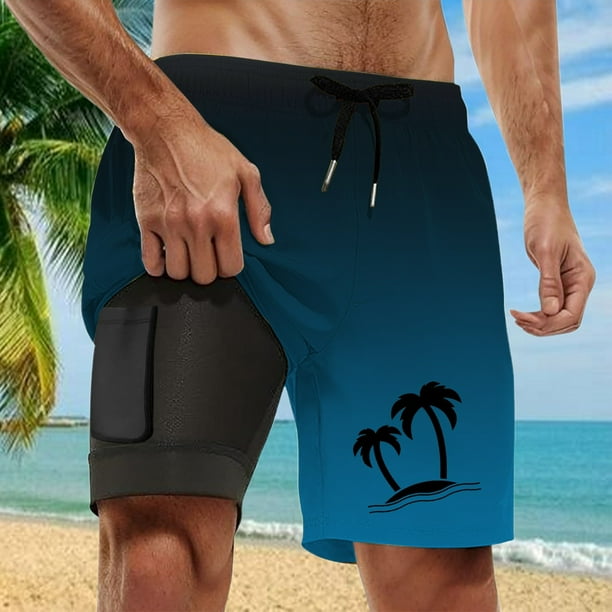 WILLBEST Bañador Corto para Hombre con Forro de Compresión y Entrepierna, con Bolsillos