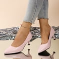 thumbnail image 3 of Modisza Women's Dress Low Heel Pumps Shoes Comfortable Walking Slip on Work Sandals Summer Pointed Toe Heeled Stiletto Pink size 7.5, 3 of 7