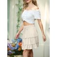 thumbnail image 6 of JWD Women's Short Skirt Summer Pleated Elastic Short Skirt Drawstring Mini Skirts Ivory white S, 6 of 10