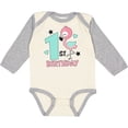 thumbnail image 3 of Inktastic 1st Birthday with Flamingo Stars and Hearts Girls Long Sleeve Baby Bodysuit, 3 of 5