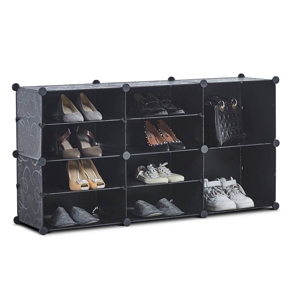 Private Jungle Stackable Shoe Cabinet Plastic Shoe Cabinet, Durable Modular Shoe Cabinet in Corridor