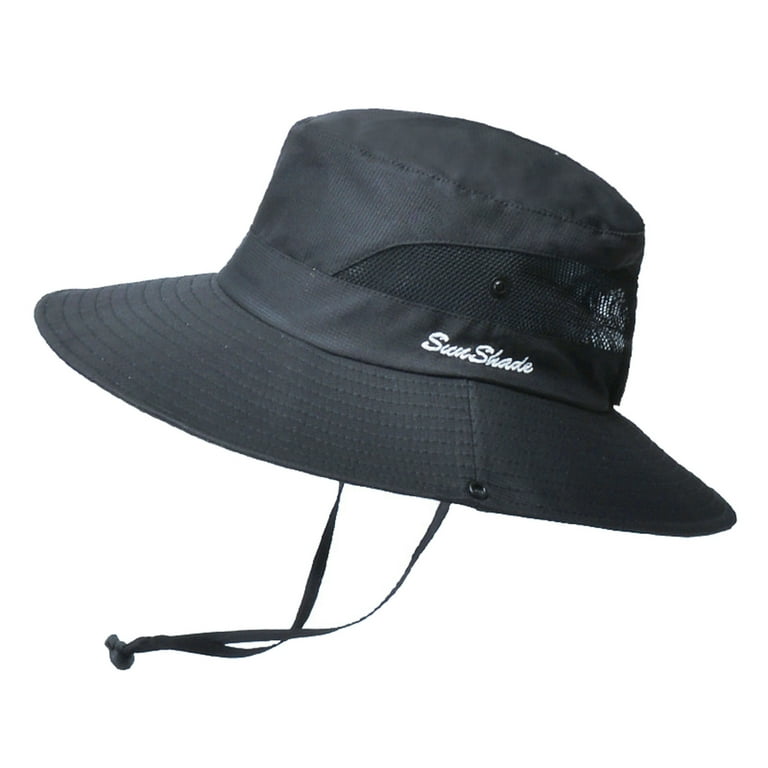 Sunvit Women's Bucket Hats- Adult Women Solid Sunshade Hat Fisherman's Hat  Basin Hat Outdoor Sun Hats #415 Black 