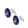 thumbnail image 2 of PhooArto Men's Classic Stainless Steel, Space Galaxy Painting Cufflinks Business Wedding Shirts, Silver, 2 of 7