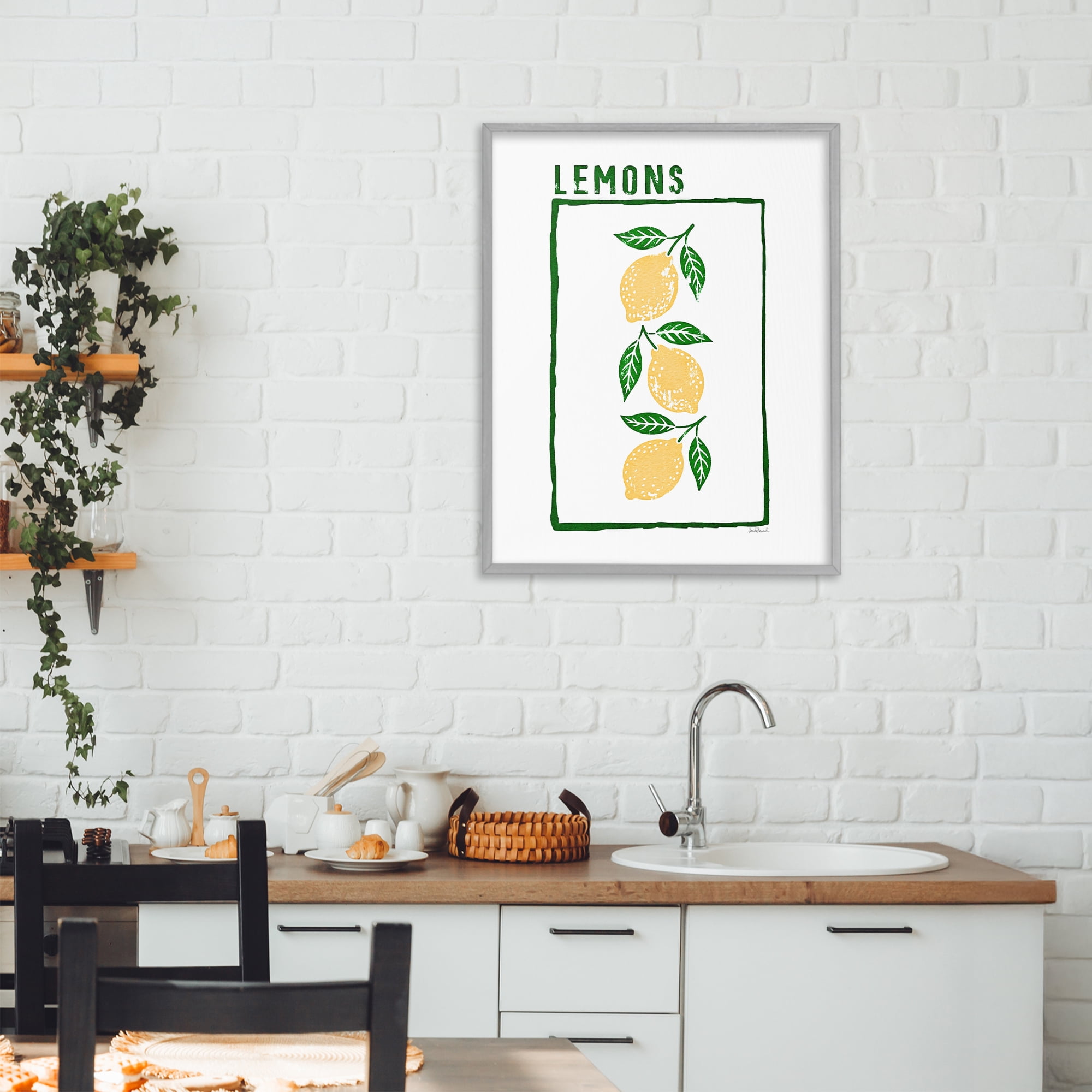 Stupell Industries Tasty Summer Lemons Gray Framed Giclee Art, design by Amanda Greenwood