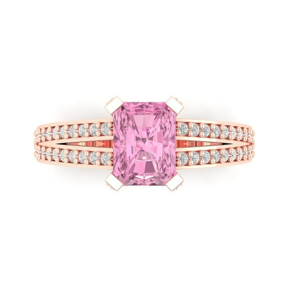 Solitaire with Accents Engagement Ring for Women - 2.45ct Simulated Pink Diamond in 14K Rose Gold Promise Ring