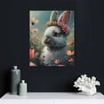 thumbnail image 5 of Acheng Wall Art Decor Cute White Rabbit In Flower Garden With Pink Animal Canvas Print Cute Painting Canvas Wall Decor for Living Room Bathroom Kitchen picture 3, 5 of 5