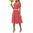 thumbnail image 6 of Fantaslook Summer Dresses for Women Casual Short Sleeve Pleated Dress Flowy Floral Dress with Pockets Flare Midi Sundress, 6 of 10