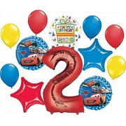 Disney Cars Party Supplies Lightning McQueen 2nd Birthday Balloon Bouquet Decorations 12 pieces