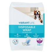 Vibrant Life Disposable Male Wraps for Dogs - Med 12Ct