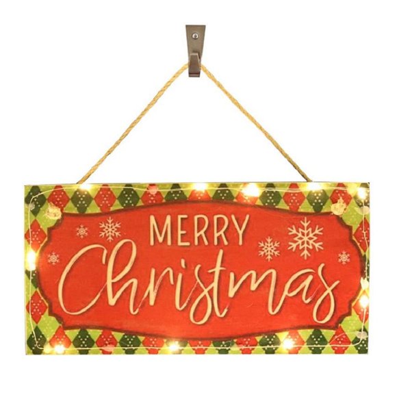 Cotonie Christmas Indoor And Outdoor Wood Hanging Door Decorations Signs With Light