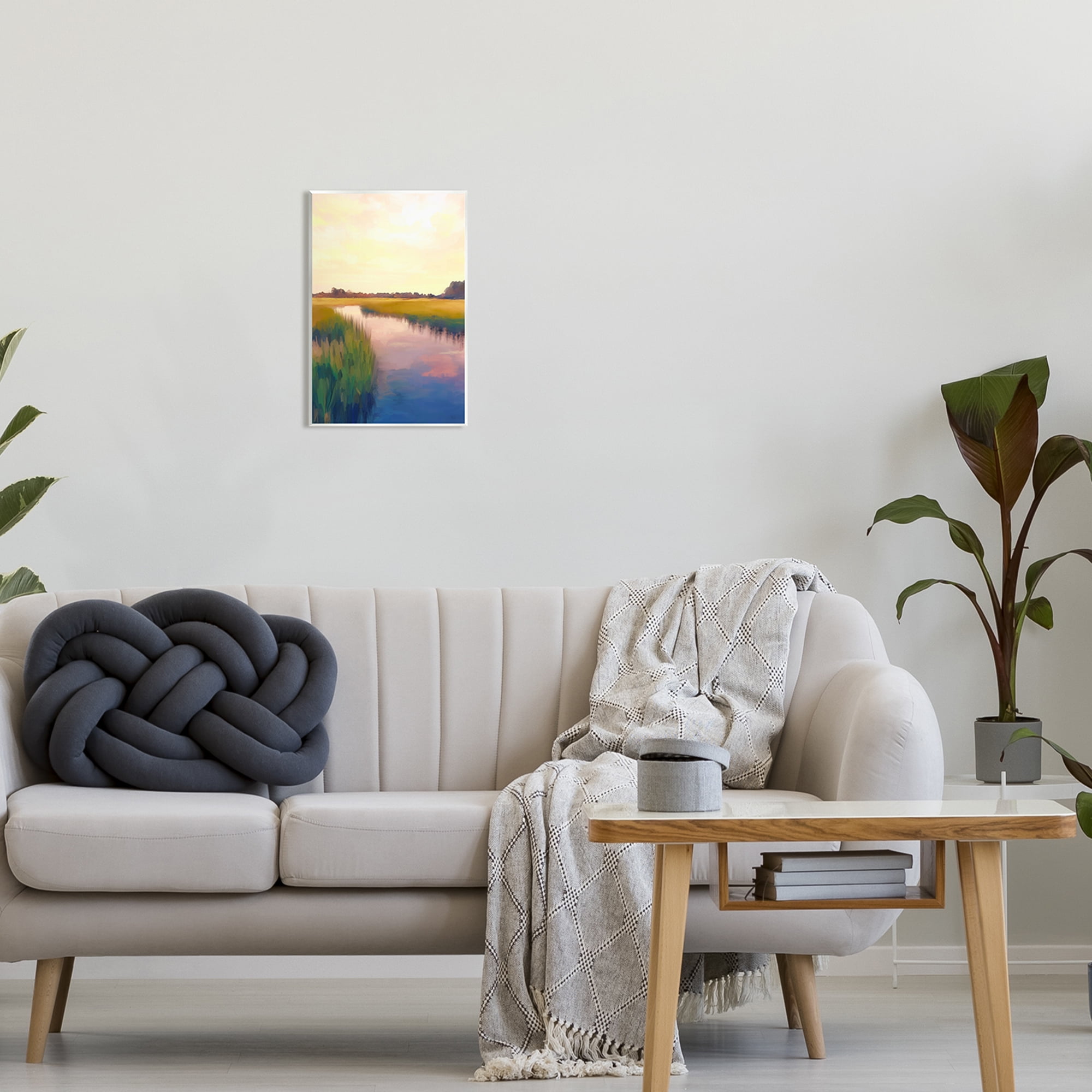 Stupell Industries Rural River Sunrise Nature Painting Unframed Art Print Wall Art, 10 x 15
