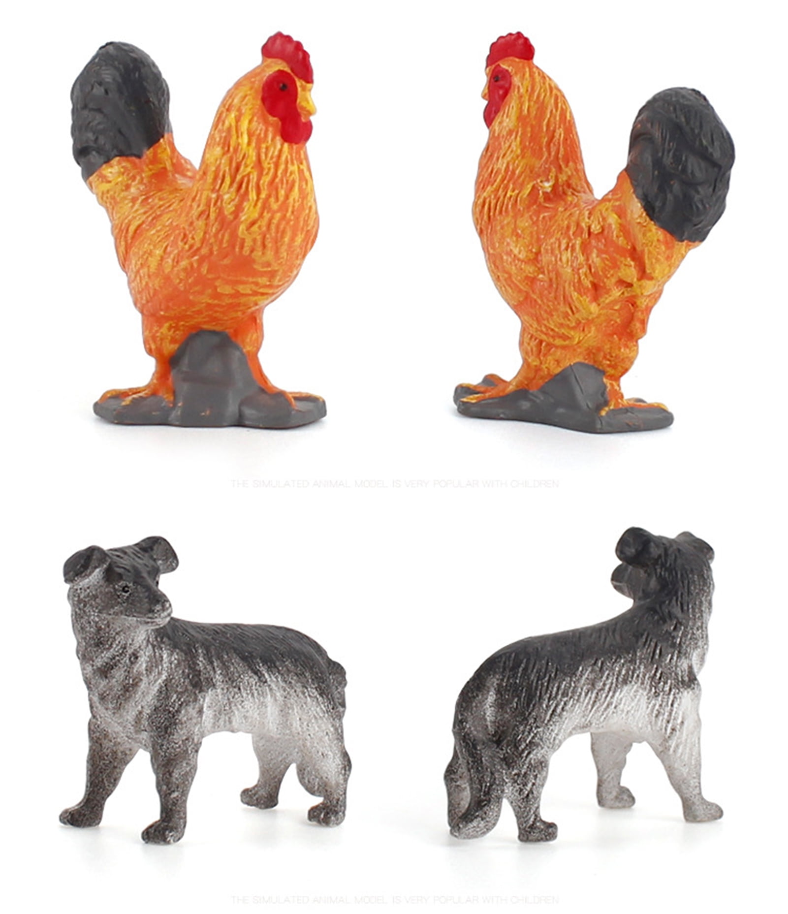 Yim 12Pcs/Set Cartoon Animal Farm Poultry Landscape Mini Ornament 