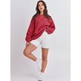 thumbnail image 3 of Chandail à Manches Longues pour Femmes, Col Rond Décontracté, Coupe Ample, Chandail à Capuche, Polaire, Automne, 3 of 6