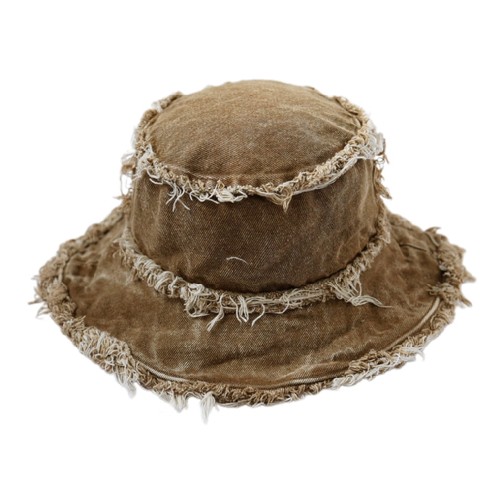 Adult Distressed Bucket Hat Foldable Frayed Edge Fisherman  display picture 3