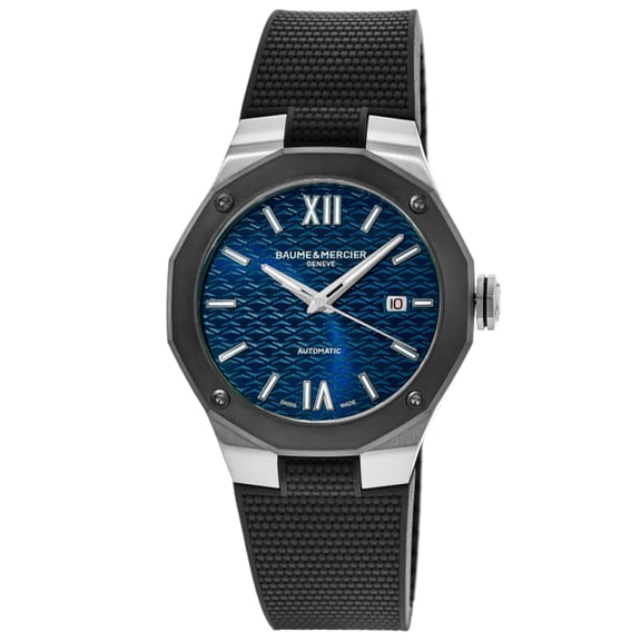 Baume & Mercier Riviera Automatic Blue Dial Rubber Strap Men's Watch 10768