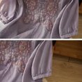 thumbnail image 4 of Perfectbot Women's Embroidered Linen Cotton Blouse, Mandarin Collar 3/4 Sleeve Bohemian Style Tops, 4 of 6