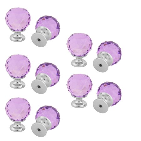 Home Crystal Glass Round Wardrobe Bookcase Drawer Pull Handle Knob