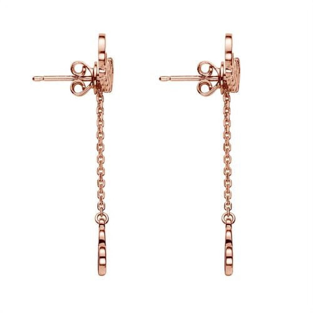 Personalized Planet Women's Rose Gold over Sterling Name with Heart Charm Dangle Crawler Earrings