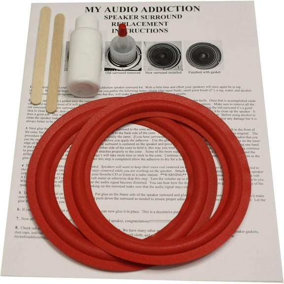 RED Foam Surround Repair KIT for CERWIN Vega 6.5" Red/Orange Surrounds