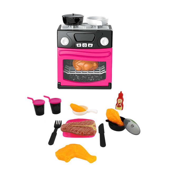 Horno de Juguete para Niñas, Luz y Sonido Contiene 14 Piezas Juego Didáctico Alimentos