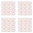 thumbnail image 1 of Flamingo Coaster Set of 4, Flamingos in Vintage Style Illustration Love and Romantic Animals Artwork Print, Square Hardboard Gloss Coasters, Standard Size, Beige Pink, by Ambesonne, 1 of 2